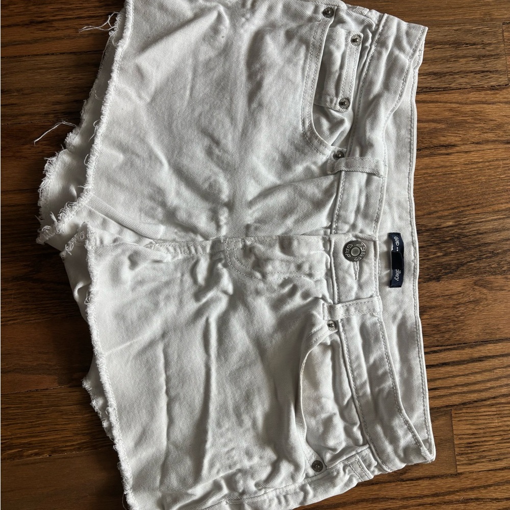 GAP Hadley White Frayed Denim Shorts